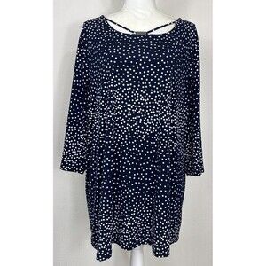 CJ Banks Navy and White Polka Dot Pullover Blouse Plus Size 2X (20/22)